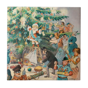 Ilustração Vintage Árvore de Natal do Puck, 1902