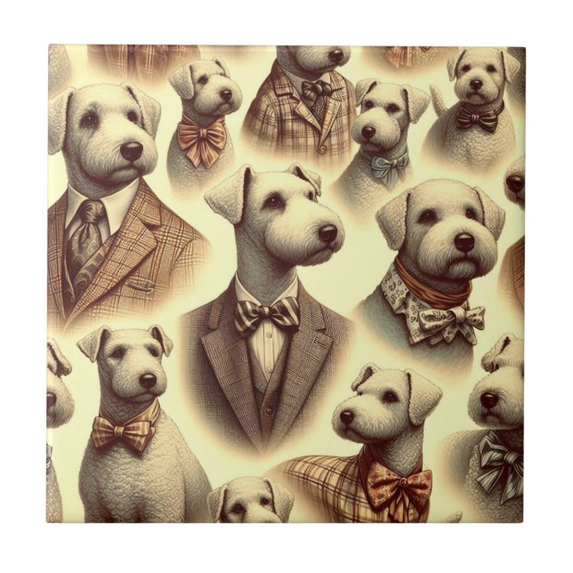 Ilustração Vintage Bedlington Terrier (Frente)