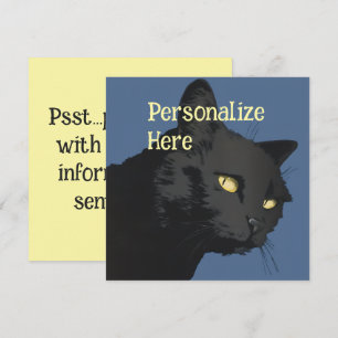 Ilustração vintage de gato preto em cartão sarcást