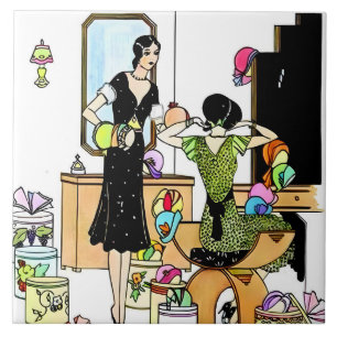Ilustração Vintage de Loja de Chapéus Art Déco dos