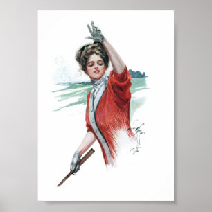 Ilustração Vintage de uma Poster de Mulher