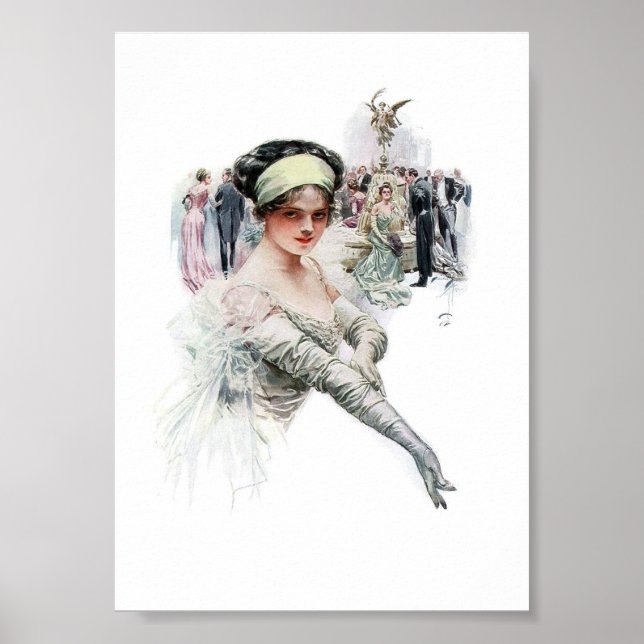 Ilustração Vintage de uma Poster de Mulher (Frente)