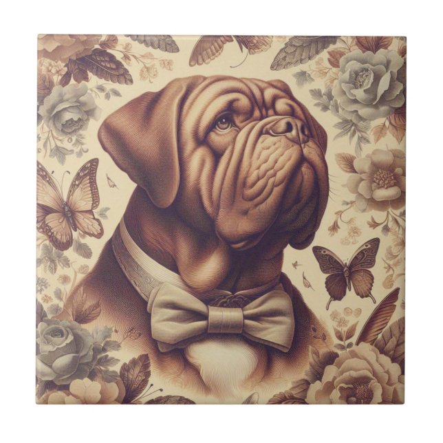 Ilustração Vintage Dogue de Bordeaux (Frente)