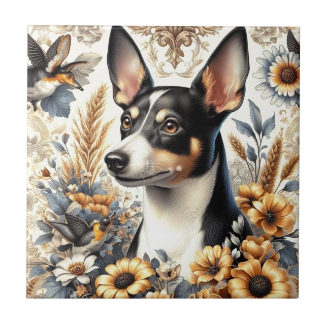Ilustração Vintage Rat Terrier (Frente)