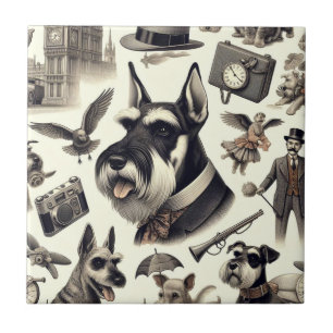 Ilustração Vintage Schnauzer