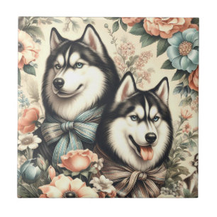 Ilustração Vintage Siberian Husky