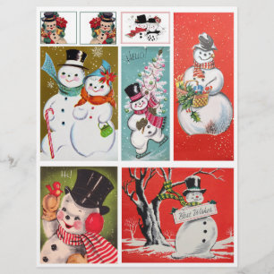 Ilustrações de Snowman de Meio século autêntico do