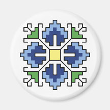 М0065 Motif folk búlgaro Magnet shevitsa azul