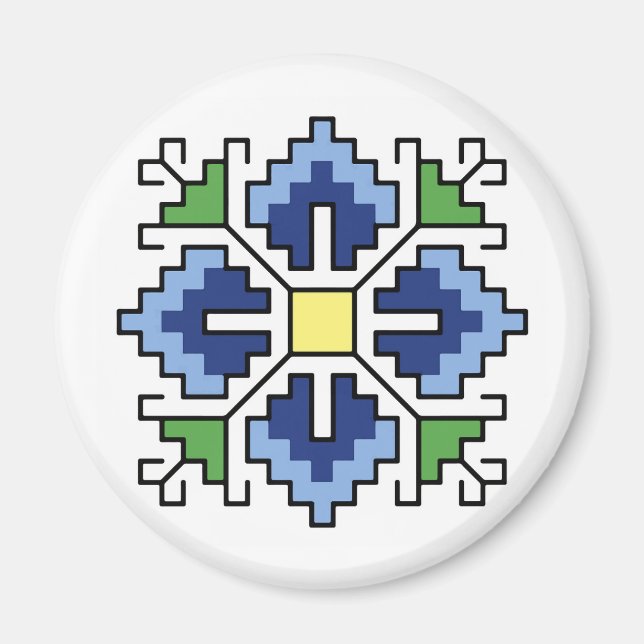 Imã М0065 Motif folk búlgaro Magnet shevitsa azul (Frente)