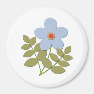 Imã С flor azul simples