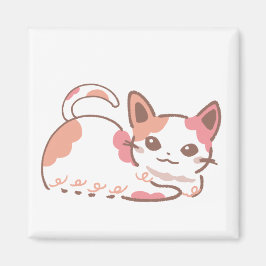 IMÃ ピンク＆オレンジで彩るぶち猫のポップデザイン  