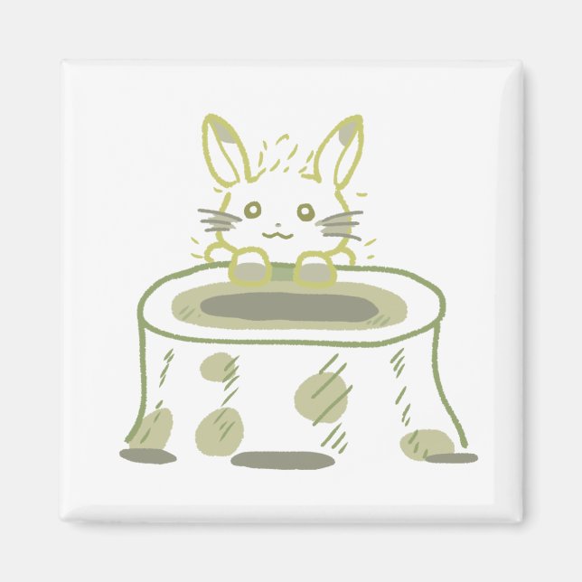 IMÃ 切り株＆黄緑色の軽やかうさぎイラスト (Frente)