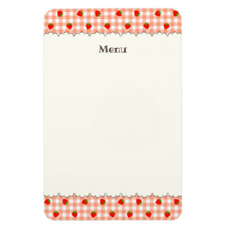 ÍMÃ 文字 カスタマイズ いちご　ギンガムチェック　サーモンピンク　 マグネット