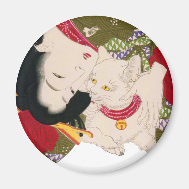 Imã 猫が好き, 芳年 eu amo gatos, Yoshitoshi, Ukiyoe (Frente)