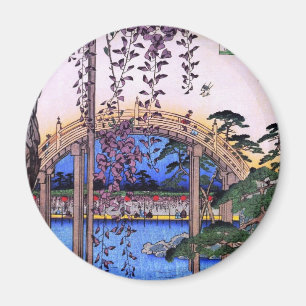Imã 藤と太鼓橋, glicínias do 広重 e ponte arqu