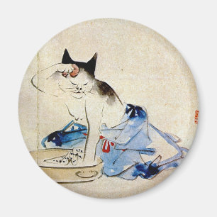Imã 顔を洗う猫, lavagem da cara do gato do 広重