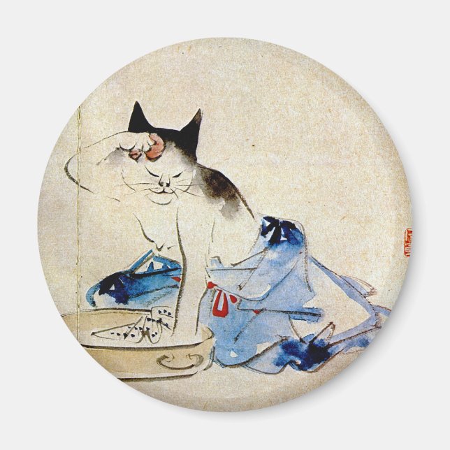 Imã 顔 を 洗 猫, 広 う Lava 重 Gato, Hiroshige (Frente)