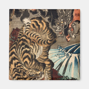 Imã 龍虎, tigre do 国芳 & dragão, Kuniyoshi, Ukiy