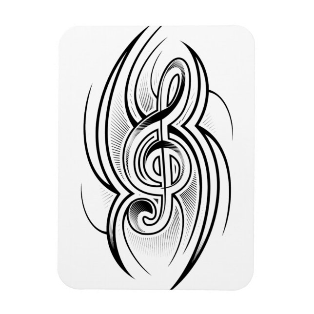 ÍMÃ 028 DESIGN M DO VETOR DE TATUAGEM BRANCO CLEF TREB (Vertical)