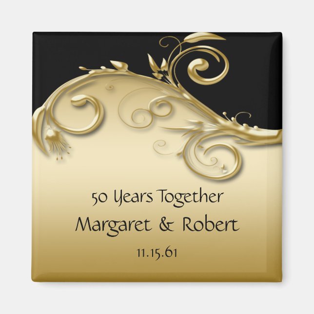 Imã 02 Gold and Black 50º Aniversário Ímã (Frente)