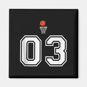 Imã 03 Número de Estilo de Basquete Vintage White Tank