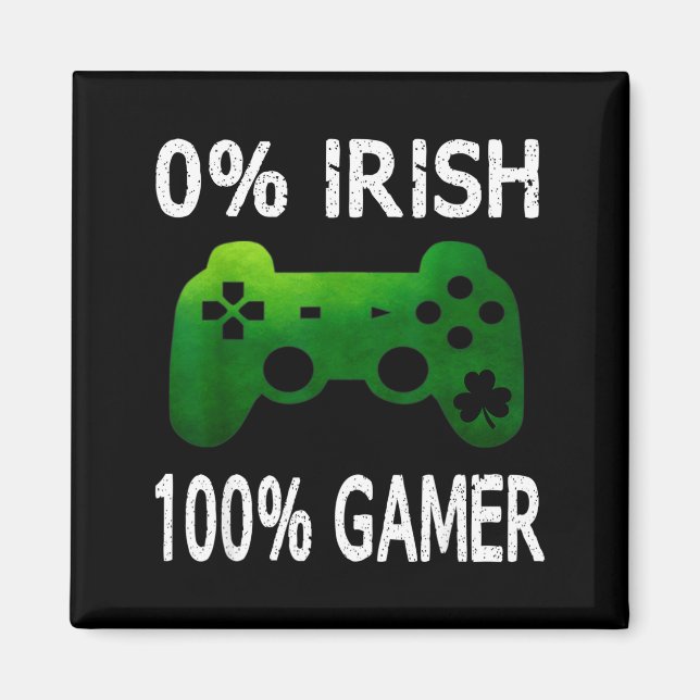 Imã 0% Irish 100% Gamer Funny St Patricks Day Video Ga (Frente)