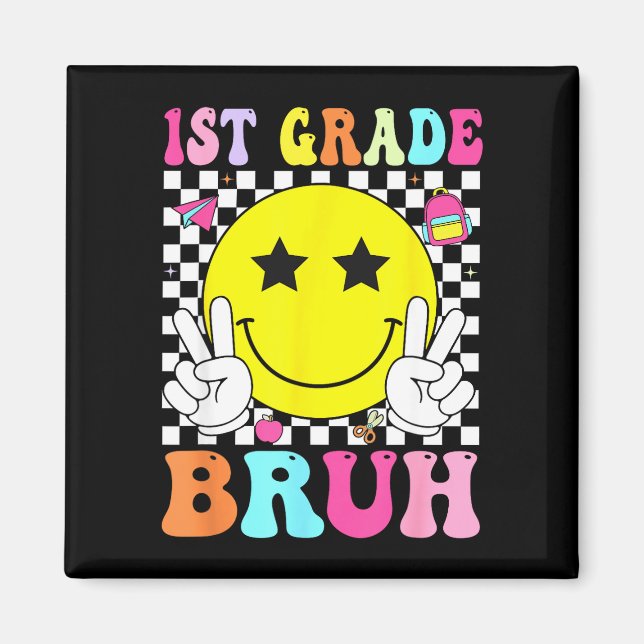 Imã 1º ano bruh sorriso retrô voltar às aulas (Frente)