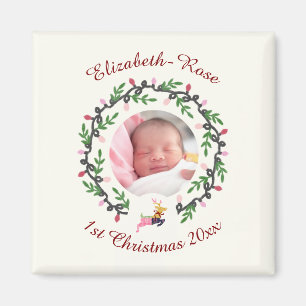 Imã 1º Veado de Natal com Coroa Personalizável