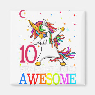 Imã 10º Aniversário Dabbing Unicorn Party Gift 10 An