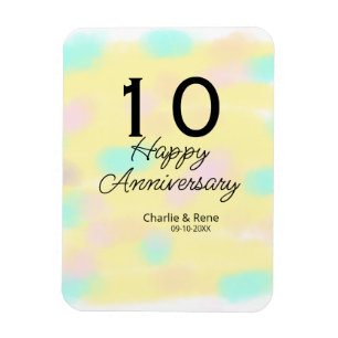 Ímã 10º aniversário de casamento amarelo pastel nome r