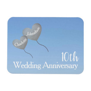 Ímã 10º aniversário de casamento de estanho