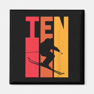Imã 10º Aniversário Garoto Retro Esqui Skier 10 Anos O