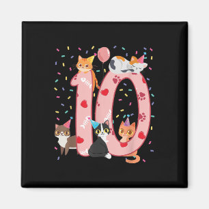 Imã 10º Aniversário Gato De Gato Bonito De 10 Anos Bd