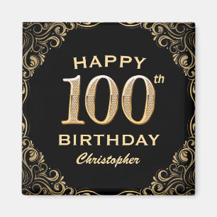 Imã 100ª imagem de Festa de aniversário preta e brilha