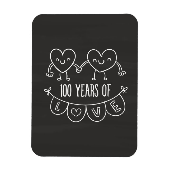 Ímã 100º aniversário do Gift Chalk Hearts (Vertical)