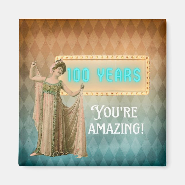 Imã 100º Aniversário Frigorífico de Aniversário do Can (Frente)