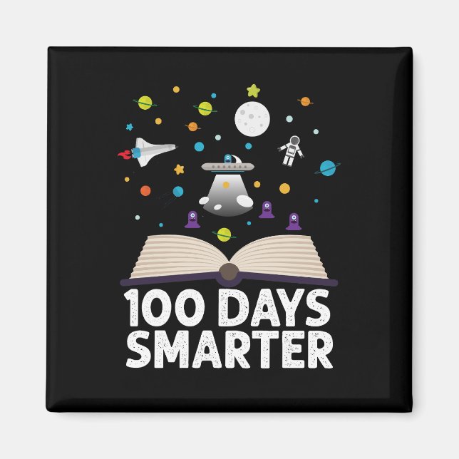 Imã 100º Dia da Escola 100 Dias Mais Inteligente Espaç (Frente)