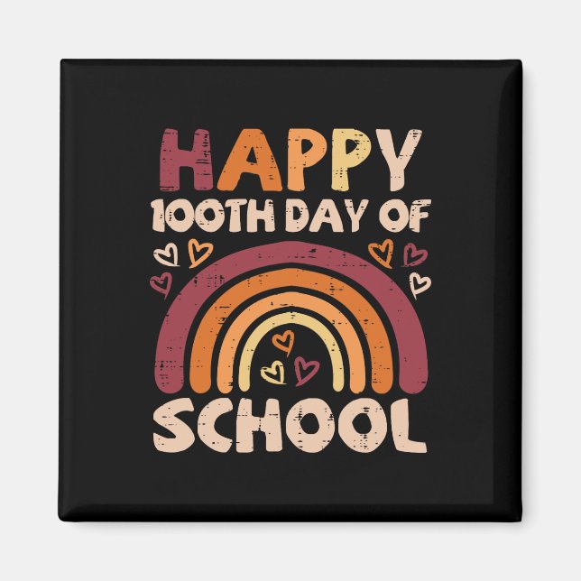 Imã 100º Dia Da Escola Arco-Íris Negro 100 Dias Profes (Frente)