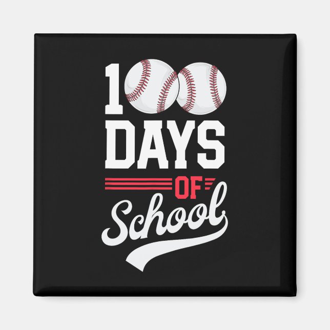Imã 100º Dia De Beisebol Escolar 100 Dias Crianças (Frente)