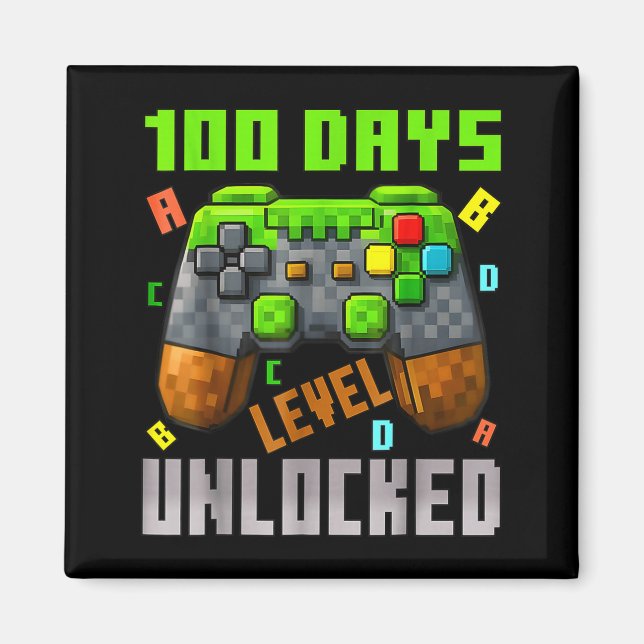 Imã 100 Days Level Unlocked Gaming 100 Days Of School  (Frente)