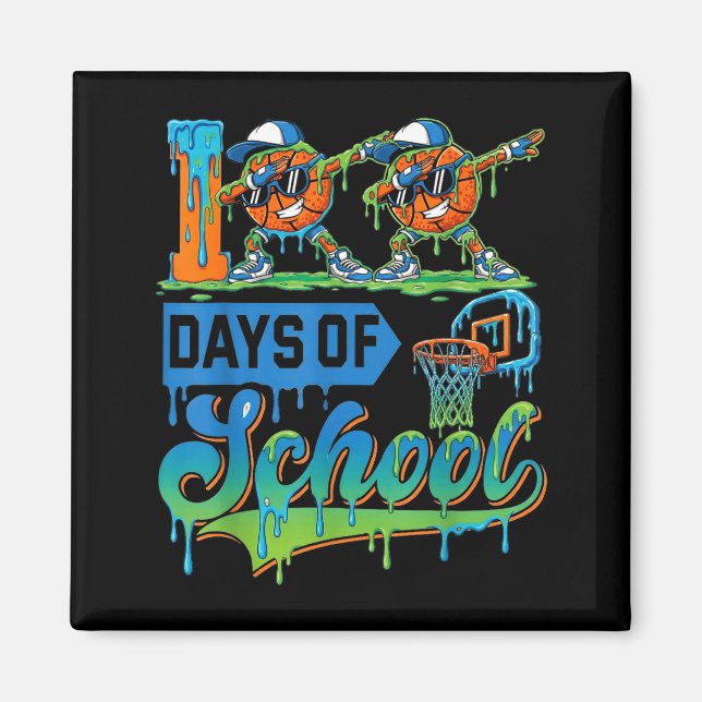 Imã 100 Days Of School Boys Basketball Drip 100th Day  (Frente)