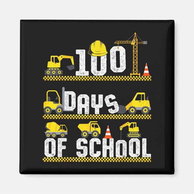 Imã 100 Days Of School Construction Truck 100th Day Bo (Frente)