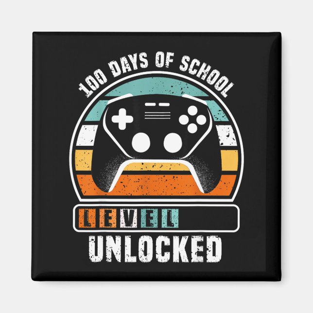 Imã 100 Days Of School Level Unlocked Funny Gamers Boy (Frente)