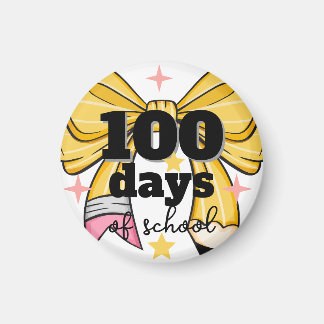 Imã 100 Days of School Yellow Pencil Bow Magnet
