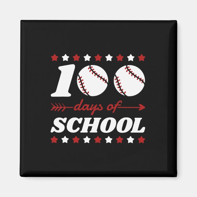Imã 100 Dias De Amantes De Baseball Escolar (Frente)