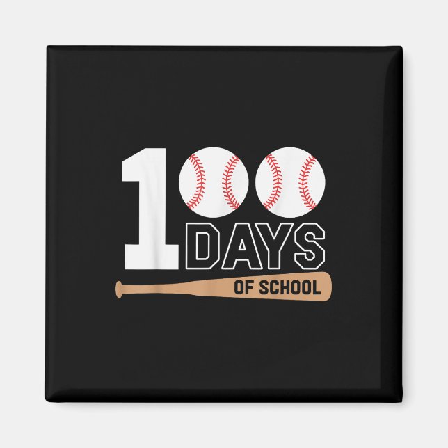 Imã 100 Dias De Basebol Escolar 100º Dia Da Escola (Frente)