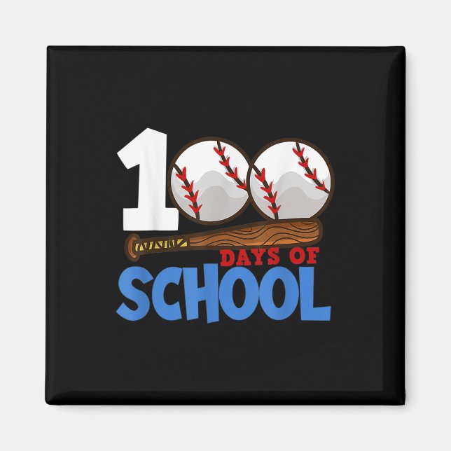 Imã 100 Dias De Basebol Escolar 100.º Dia Da Escola Te (Frente)