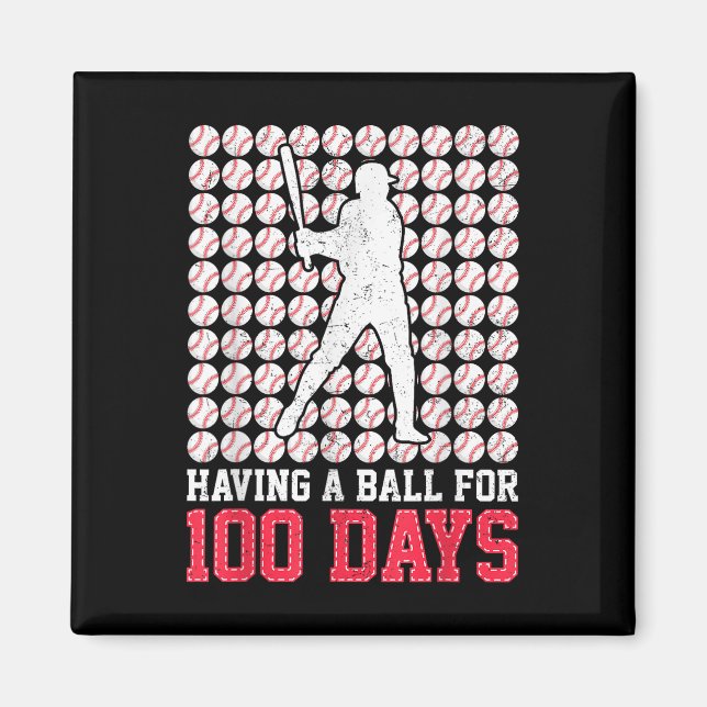 Imã 100 Dias De Basebol Escolar 100.º Dia Para Rapazes (Frente)