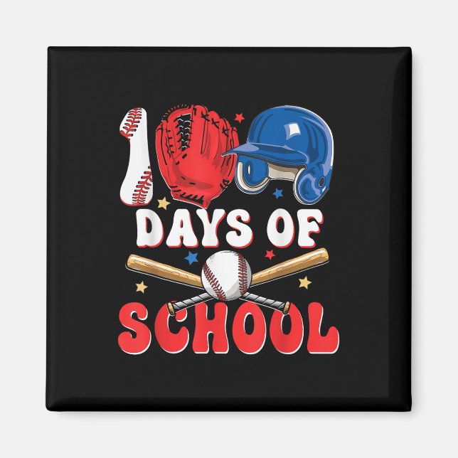 Imã 100 Dias De Basebol Escolar 100.º Dia Para Rapazes (Frente)