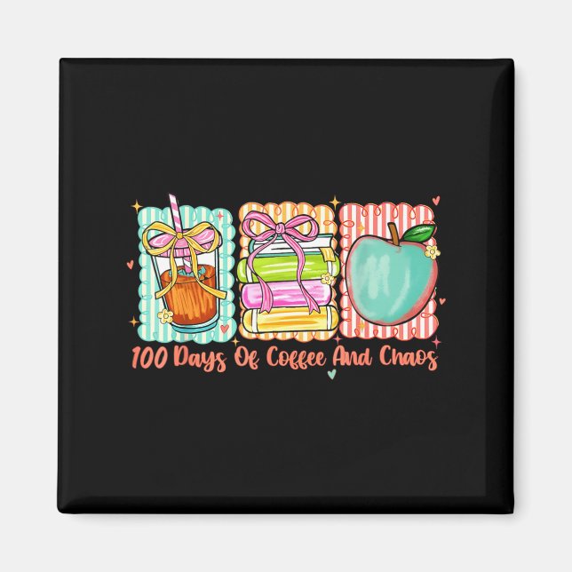 Imã 100 Dias De Café E Caos Retro Coquette Professora (Frente)